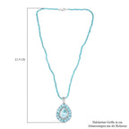 D'joy AA Larimar Anhänger mit Apatit Halskette ca. 50 cm, 925 Silber rhodiniert ca. 50.32 ct