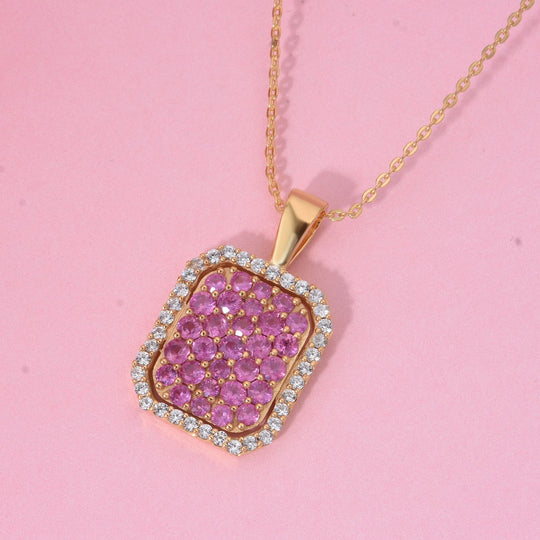Rosa Saphir Schmuckset 925 Silber Gelbgold Vermeil ca. 1,89 ct.