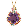 AA Afrikanischer Amethyst, Multi-Turmalin und Zirkon Anhänger mit 50cm Kette - 11 ct.