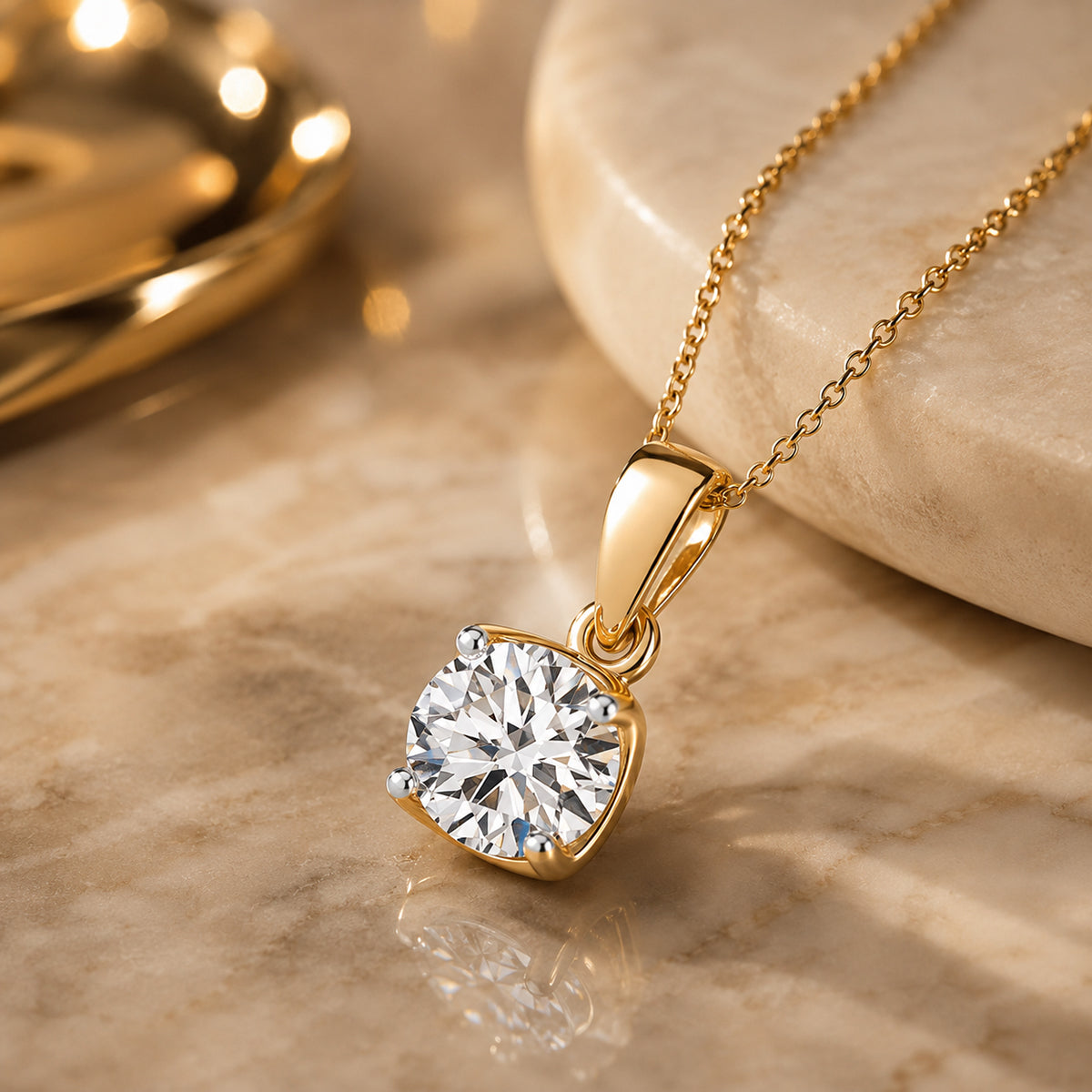 LUXURIANT DIAMOND - Lab Grown Diamant VS-EF SGL zertifiziert Schmuckset 925 Silber Gelbgold Vermeil ca. 0,50 ct.