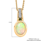 D joy Natürlicher, äthiopischer Welo Opal, Smaragd Anhänger mit Kette, 925 Silber 750 Gelbgold Vermeil ca. 1.32 ct