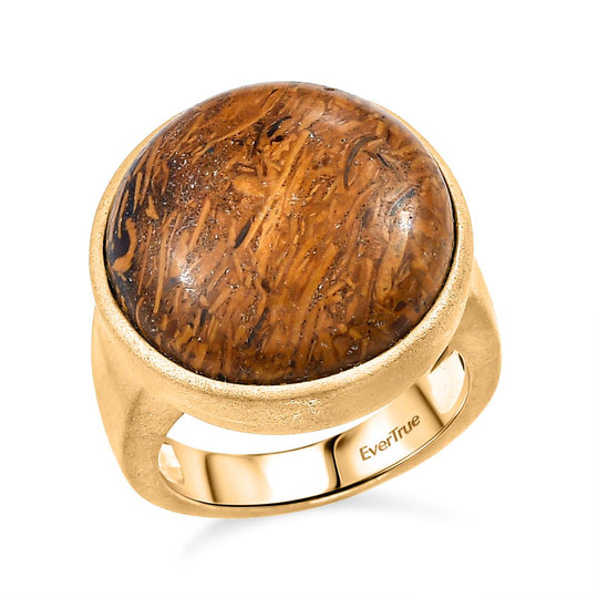 2er Set - Skript Stein Ring und Anhänger, Messing, Größe (19.00), ca. 48,00 ct.