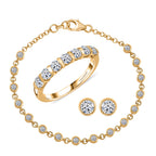 LUXURIANT DIAMOND - Lab Grown Diamant Schmuckset 925 Silber 750 Gelbgold vermeil (Größe 17) (10-15 Werktage Lieferzeit) ca. 2.75 ct