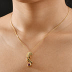 D joy Mehrfarbiger-Turmalin Anhänger mit Kette, 925 Silber 750 Gelb Vergoldet ca. 0,98 ct.