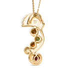 D joy Mehrfarbiger-Turmalin Anhänger mit Kette, 925 Silber 750 Gelb Vergoldet ca. 0,98 ct.