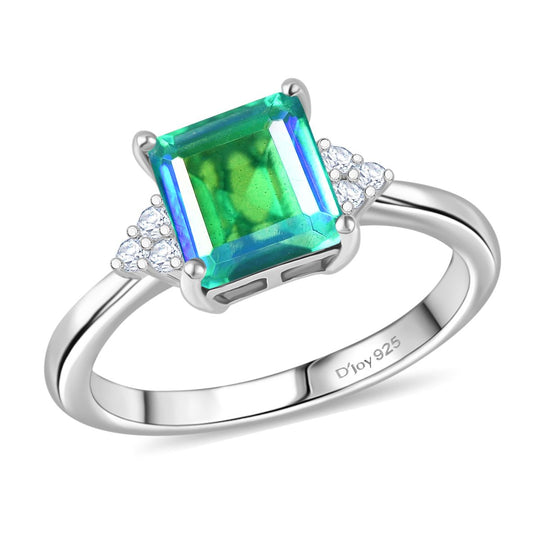 2er Set - D joy Pfau Quarz Triplette, Weißer Zirkon Ohrringe und Ring, Größe (17.00), 925 Silber platiniert, ca. 6.14 ct