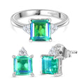 2er Set - D joy Pfau Quarz Triplette, Weißer Zirkon Ohrringe und Ring, Größe (21.00), 925 Silber platiniert, ca. 6.14 ct