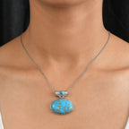 Blaues Türkis Schmuckset Edelstahl ca. 80.50 ct