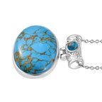 Blaues Türkis Schmuckset Edelstahl ca. 80.50 ct