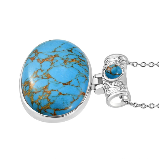 Blaues Türkis Schmuckset Edelstahl ca. 80.50 ct