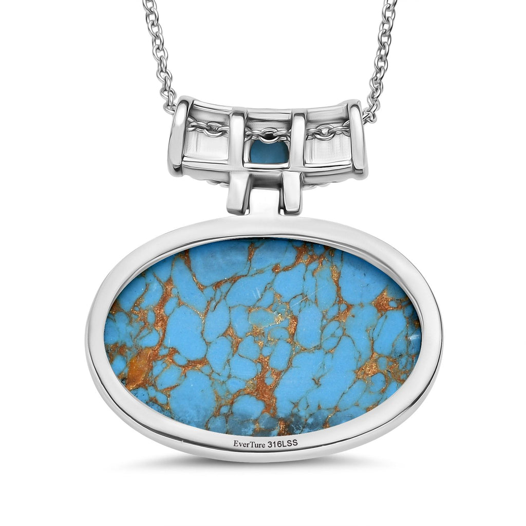 Blaues Türkis Schmuckset Edelstahl ca. 80.50 ct