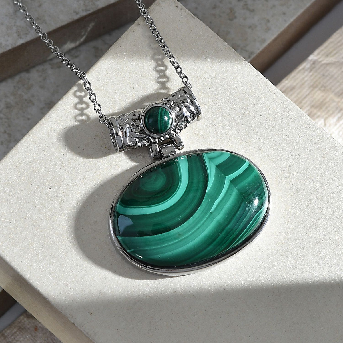 Malachit Schmuckset Edelstahl ca. 80.50 ct