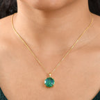 D joy Pfau Quarz Triplette Anhänger mit Kette, 925 Silber 750 Gelbgold Vermeil ca. 11.34 ct