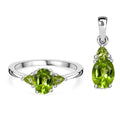 2er Set - Natürlicher Peridot Ring und Anhänger, Größe (16.00), 925 Silber ca. 2.24 ct