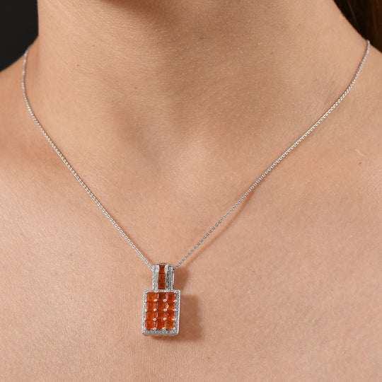 D'joy AAA Feueropal Anhänger mit Kette (ca. 50cm), 925 Silber rhodiniert ca. 2.56 ct