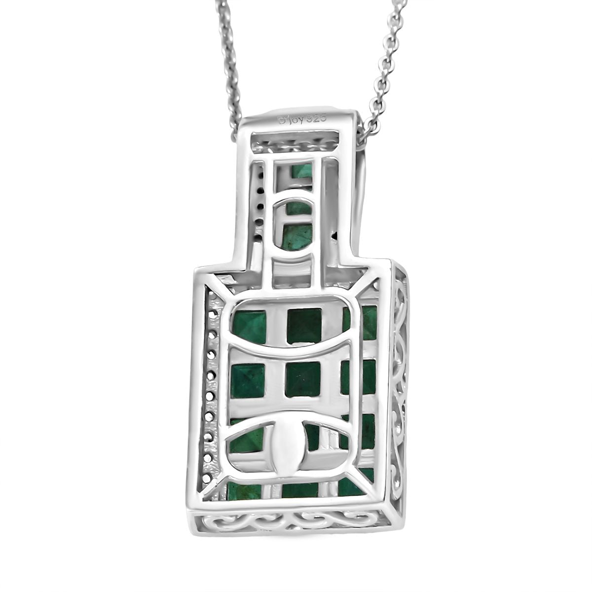 D'joy AA Smaragd Anhänger mit Kette ca. 50 cm, 925 Silber rhodiniert ca. 2.56 ct