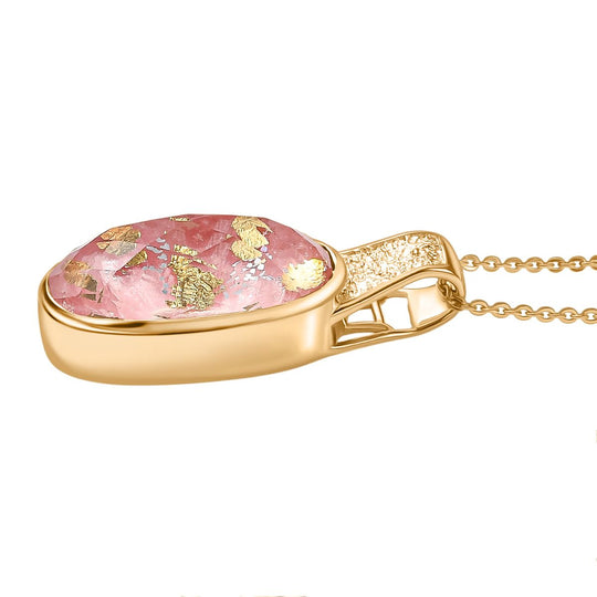 SHOPLC EXKLUSIV D joy Blattgold-Quarz Anhänger mit Kette, 925 Silber 750 Gelbgold Vermeil ca. 10.75 ct