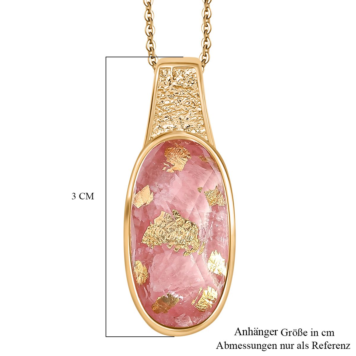 SHOPLC EXKLUSIV D joy Blattgold-Quarz Anhänger mit Kette, 925 Silber 750 Gelbgold Vermeil ca. 10.75 ct