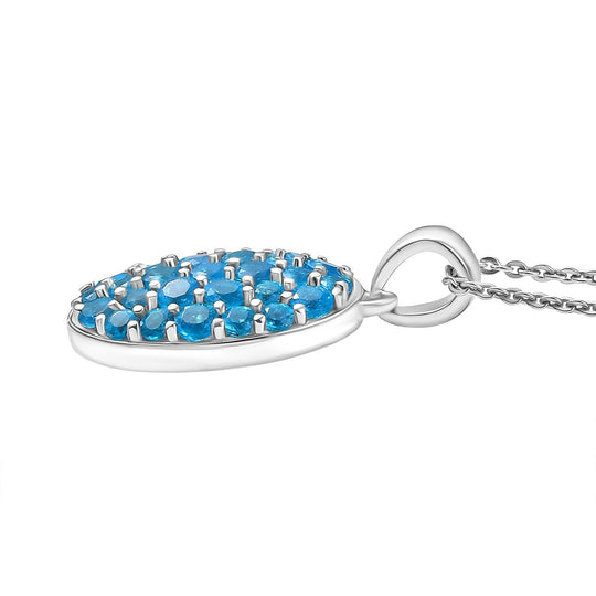D joy Malgache Neon Apatit Anhänger mit Kette ca. 45 cm, 925 Silber rhodiniert ca. 1.70 ct