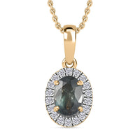 AAA Alexandrit, Weißer Diamant Anhänger mit Kette ca. 45 cm, 585 Gelb Gold ca. 1.50 ct