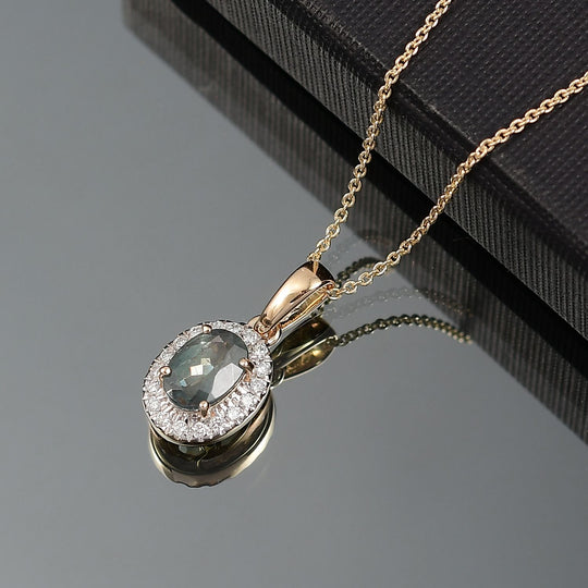 AAA Alexandrit, Weißer Diamant Anhänger mit Kette ca. 45 cm, 585 Gelb Gold ca. 1.50 ct