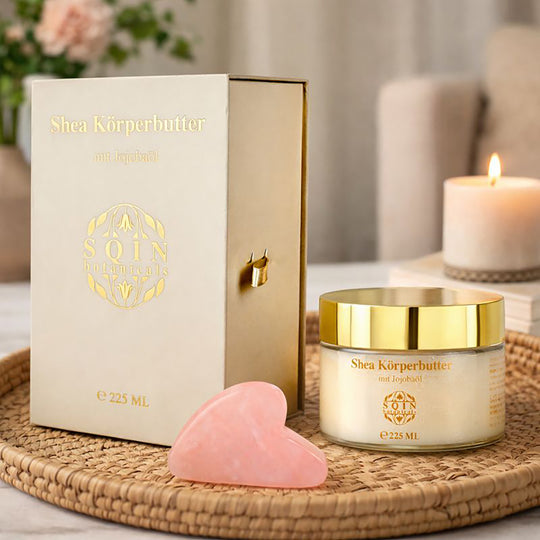 Shea Körperbutter mit Jojobaöl inkl. Opalit Gua Sha, 225 ml