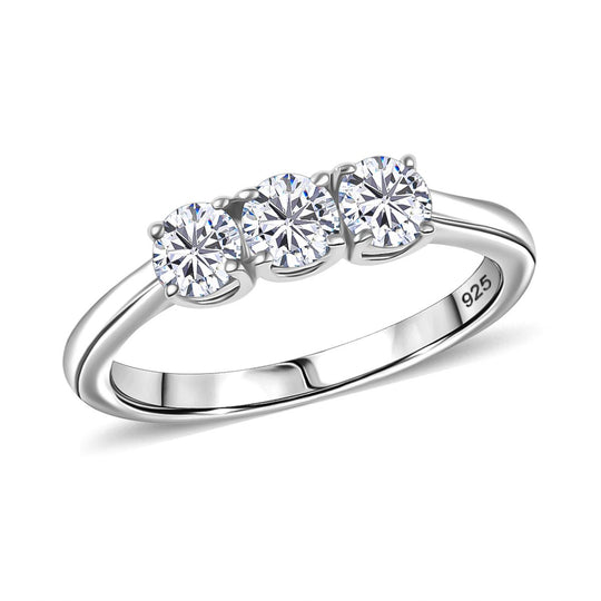 Moissanit Schmuckset 925 Silber rhodiniert (Größe 19) ca. 1,44 ct.