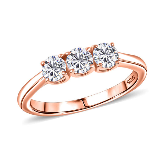 Moissanit Schmuckset 925 Silber 750 Roségold Vermeil (Größe 19) ca. 1,44 ct.