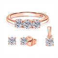 Moissanit Schmuckset, 925 Silber 750 Roségold Vermeil - 1,44 ct.