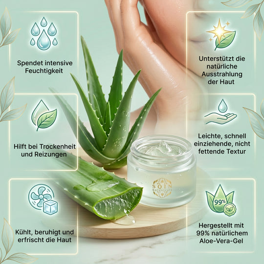 SQIN Botanicals - Aloe Vera Gel Set 225 ml mit Labradorit Gua Sha