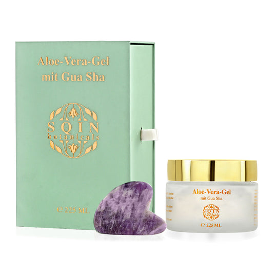 SQIN Botanicals - Aloe Vera Gel Set 225 ml mit Labradorit Gua Sha