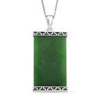 Grüne Jade Drachen-Anhänger mit Kette, 925 Silber rhodiniert, ca. 17.24 ct