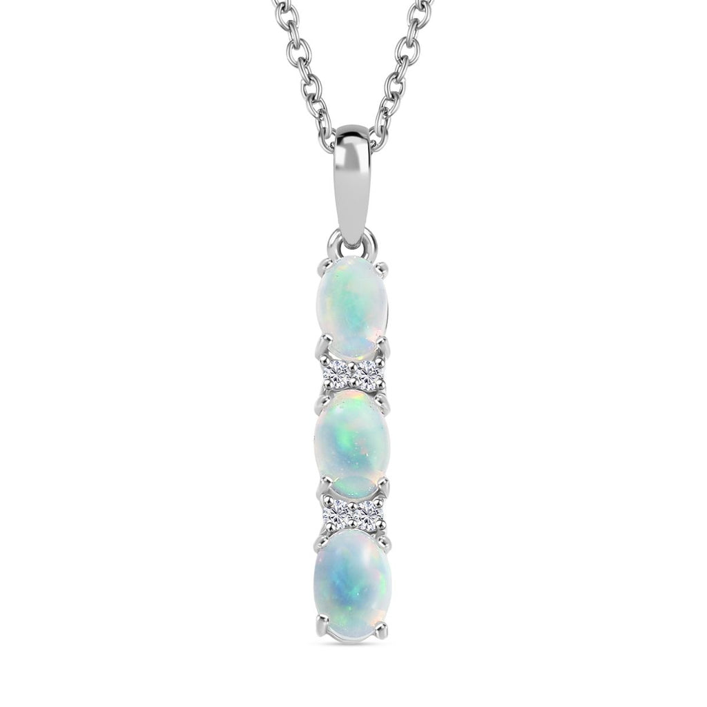 AA Natürlicher, äthiopischer Welo Opal, Weißer Zirkon Schmuckset 925 Silber platiniert und Edelstahl platiniert ca. 1,05 ct.