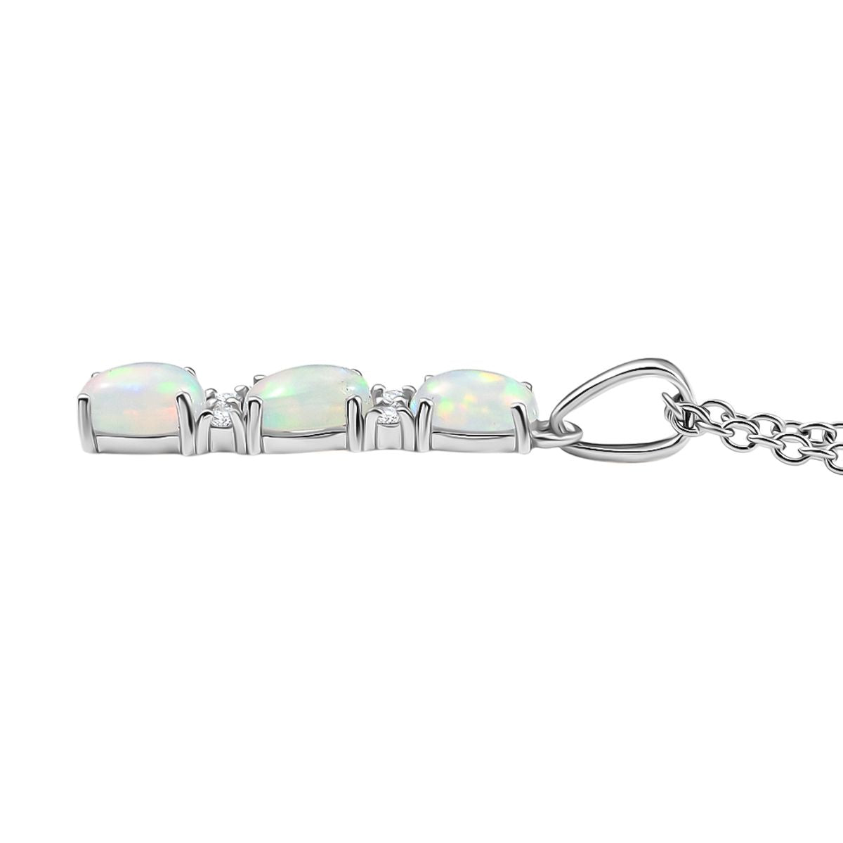 AA Natürlicher, äthiopischer Welo Opal, Weißer Zirkon Schmuckset 925 Silber platiniert und Edelstahl platiniert ca. 1,05 ct.