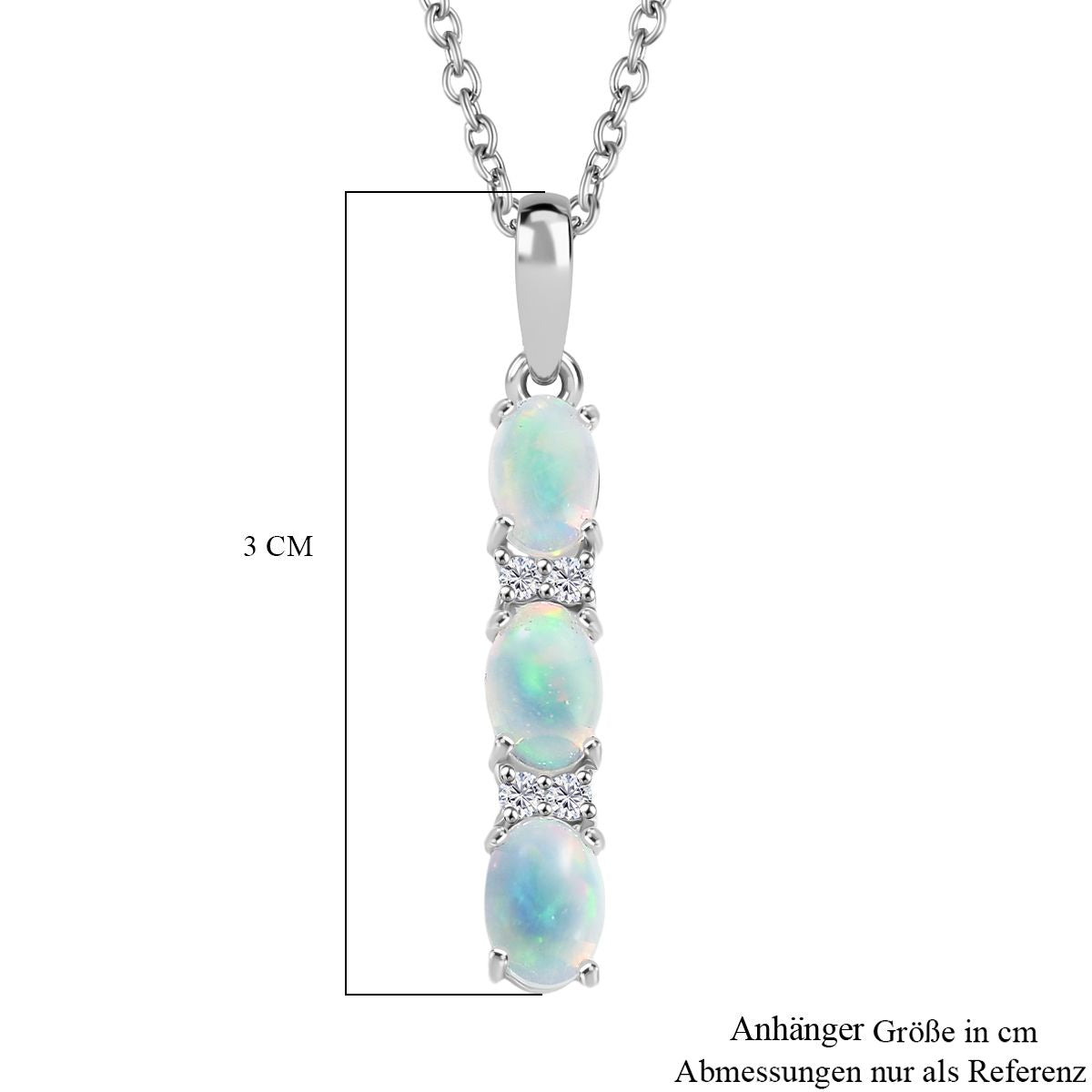 AA Natürlicher, äthiopischer Welo Opal, Weißer Zirkon Schmuckset 925 Silber platiniert und Edelstahl platiniert ca. 1,05 ct.