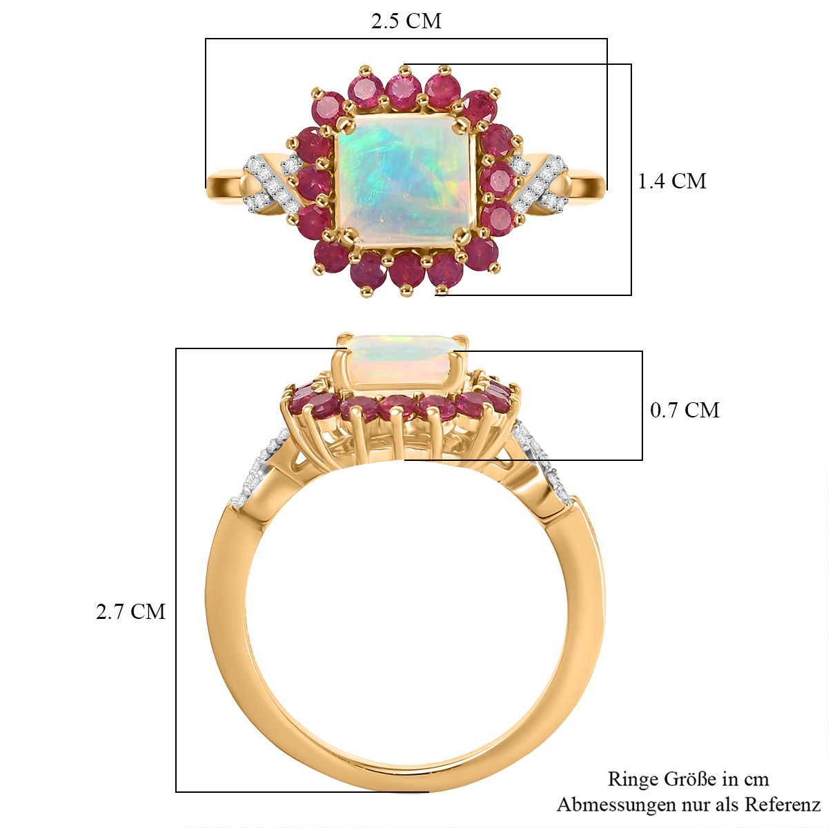 D'Joy äthiopisches Welo Opal, Niassa Rubin und Moissanit Schmuckset