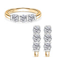 D'Joy zweifarbiges Moissanit Schmuckset, 925 Silber rhodiniert und vergoldet - 2 ct.