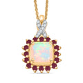D'Joy Natürlicher, äthiopischer Welo Opal, Niassa Rubin und Moissanit Anhänger mit 50cm Kette - 1,63 ct.