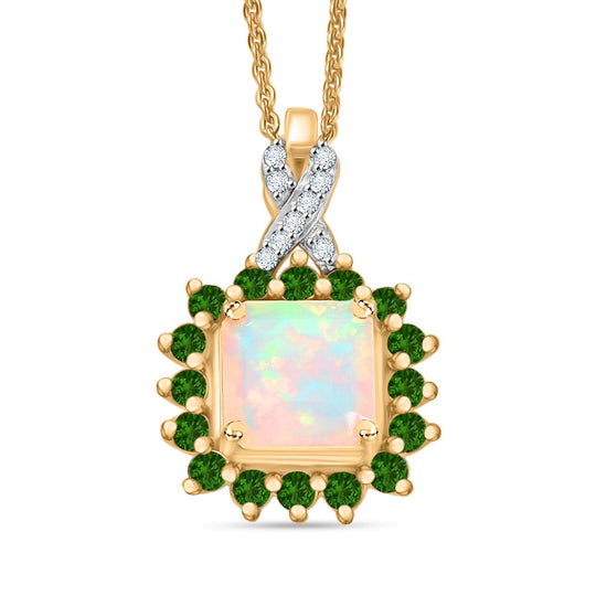Opal Radiance - D joy Natürlicher, äthiopischer Welo Opal, Tansanit Starlit Anhänger mit Kette ca. 50 cm, 925 Silber 750 Gelbgold Vermeil ca. 1.63 ct