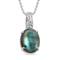 Labradorit, Himmelblauer Topas Anhänger mit Kette, Edelstahl ca. 11.10 ct