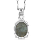 Labradorit, Himmelblauer Topas Anhänger mit Kette, Edelstahl ca. 11.10 ct