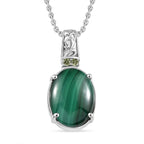 Malachit, Peridot Schmuckset Edelstahl ca. 11.10 ct