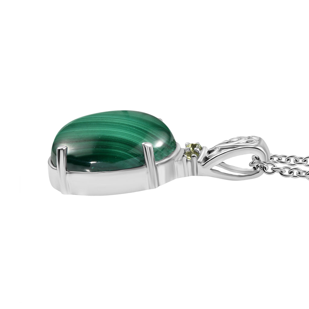 Malachit, Peridot Schmuckset Edelstahl ca. 11.10 ct
