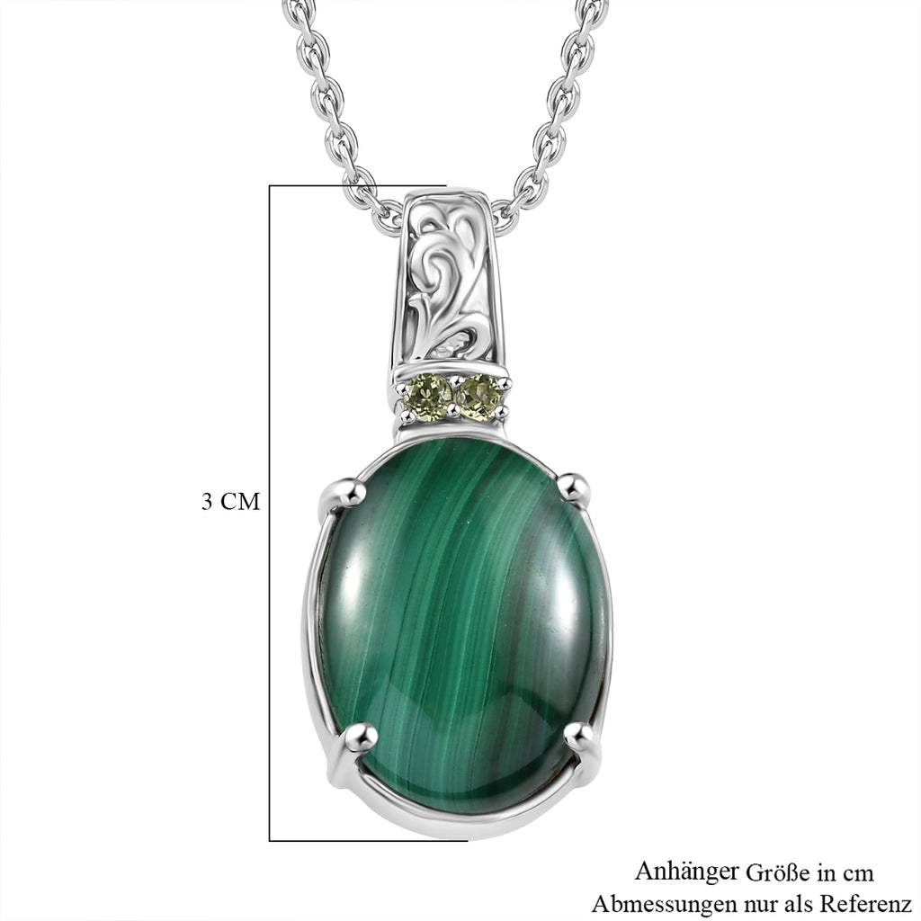 Malachit, Peridot Schmuckset Edelstahl ca. 11.10 ct