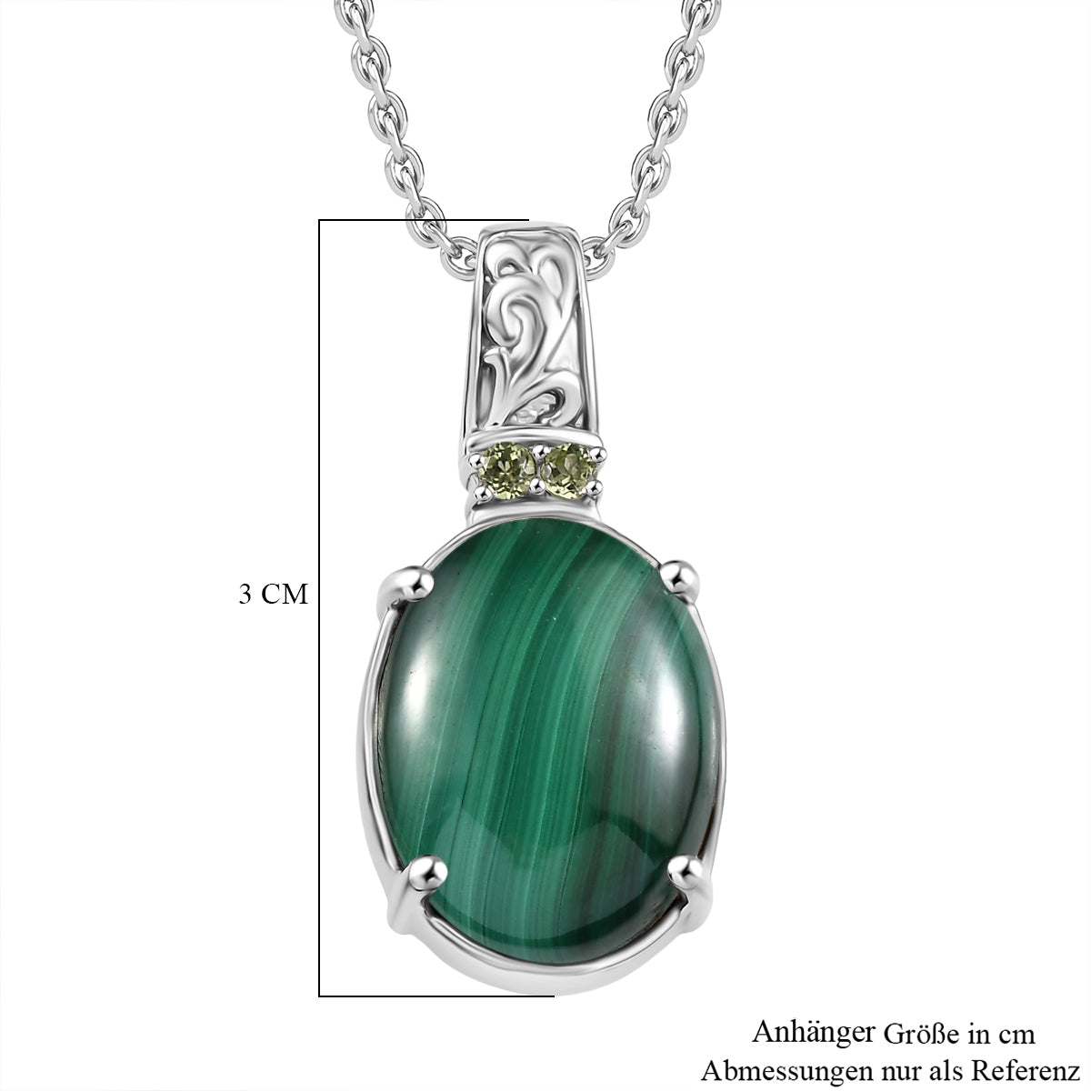 Malachit, Peridot Schmuckset Edelstahl ca. 11.10 ct