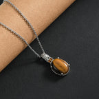 Tigerauge, Citrin Schmuckset Edelstahl ca. 11.10 ct