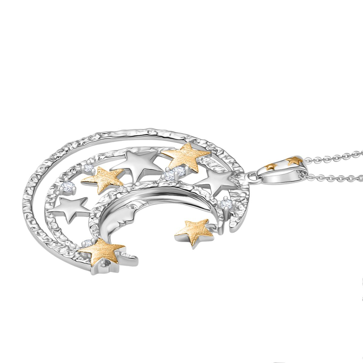 GP Celestial Dream - Weißer Zirkon Anhänger mit Kette ca. 50 cm, 925 Silber platiniert und vergoldet ca. 0.41 ct