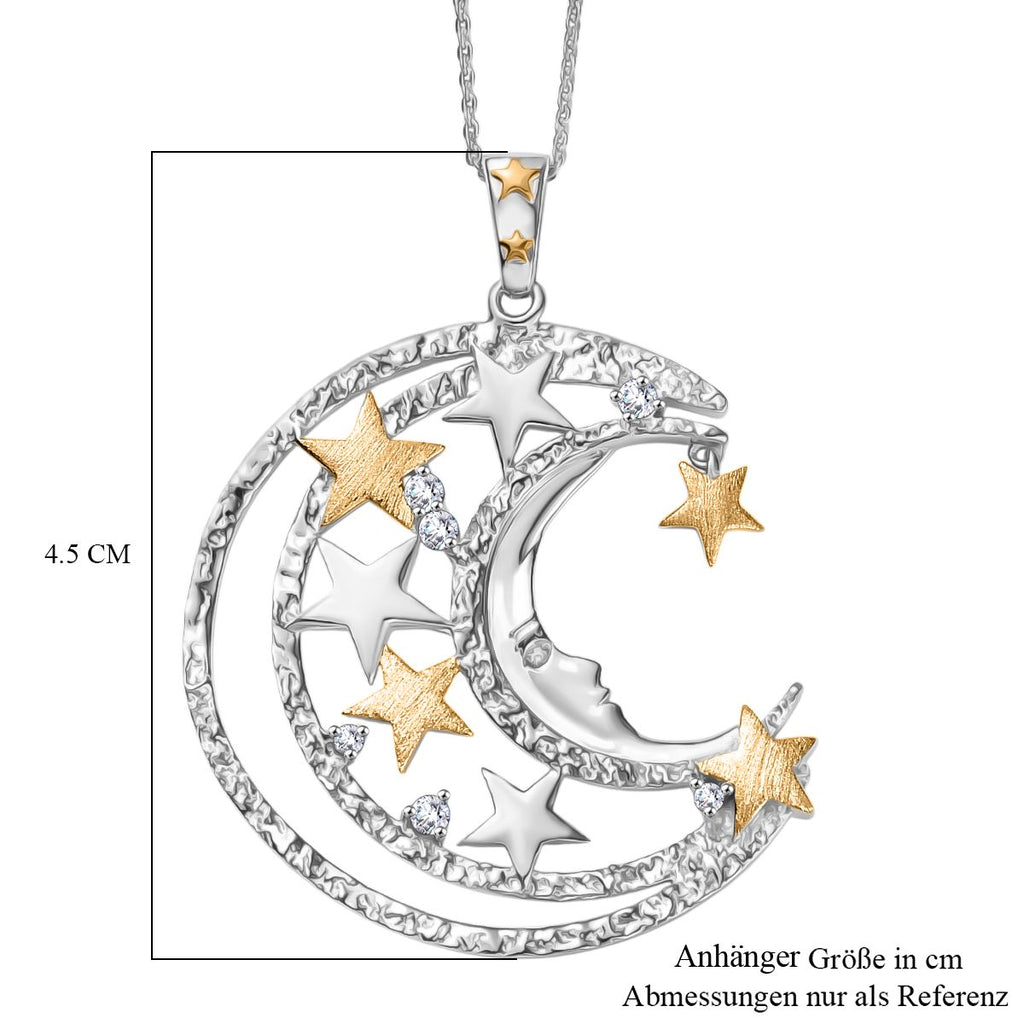 GP Celestial Dream - Weißer Zirkon Anhänger mit Kette ca. 50 cm, 925 Silber platiniert und vergoldet ca. 0.41 ct