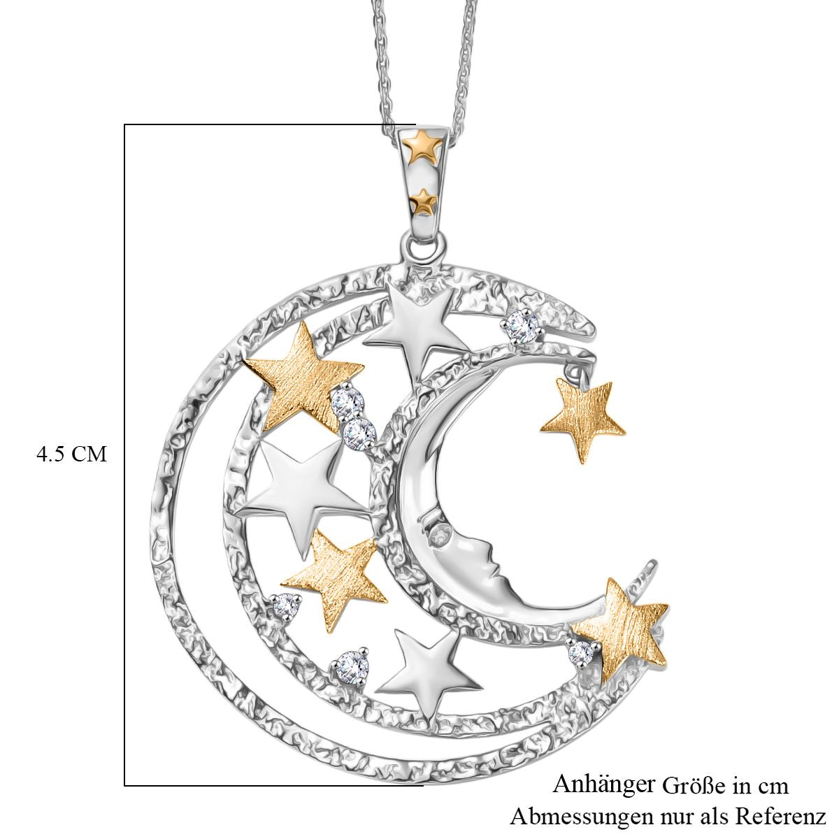 GP Celestial Dream - Weißer Zirkon Anhänger mit Kette ca. 50 cm, 925 Silber platiniert und vergoldet ca. 0.41 ct