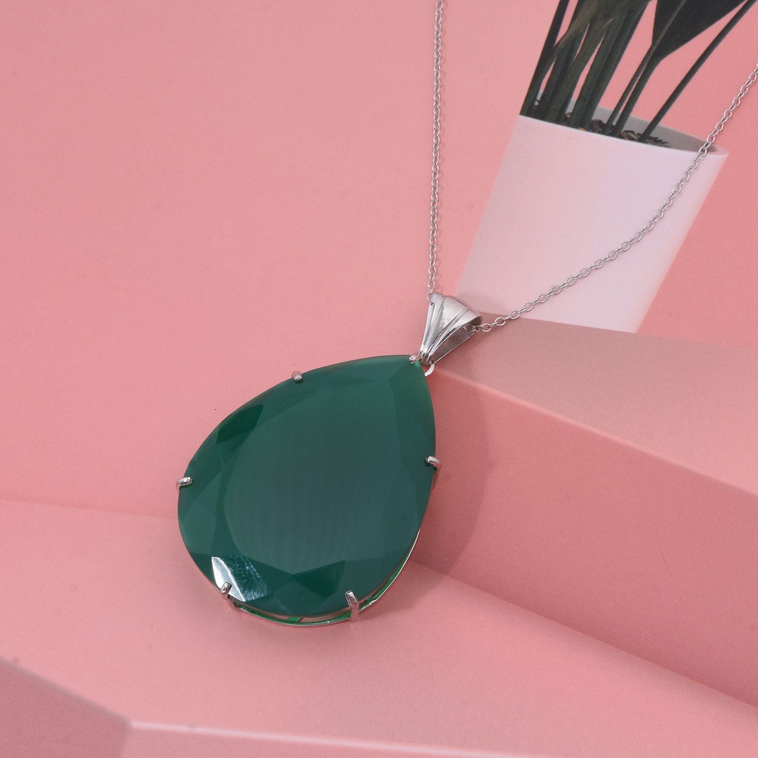 Verde Onyx Schmuckset 925 Silber rhodiniert ca. 51,70 ct.